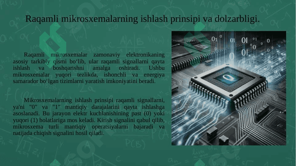 Mavzu:Raqamli mikrosxemalarning kirishlari va chiqish signallari. 3