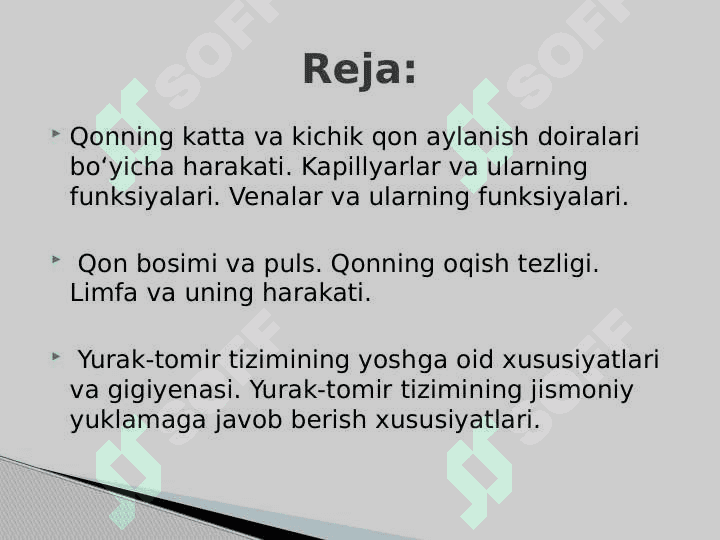 Qon va qon aylanish tizimining yosh xususiyatlari va gigiyenasi 2