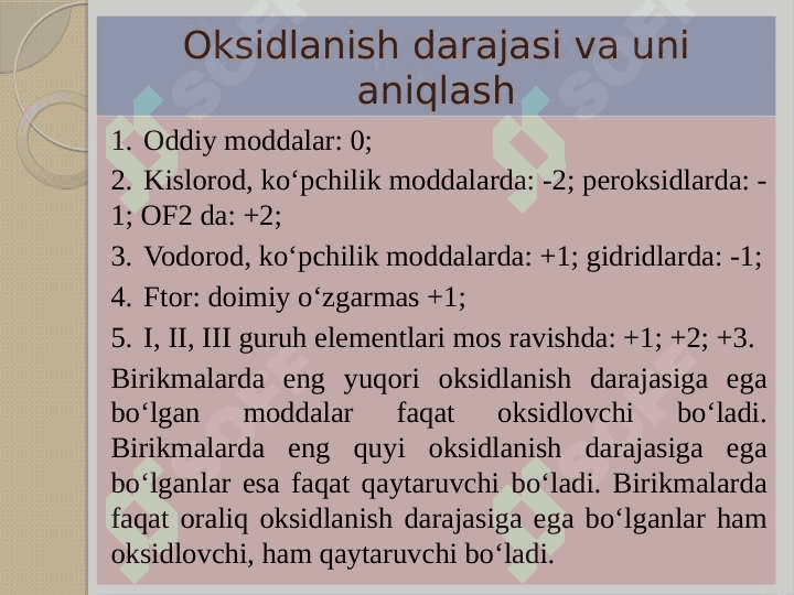 Oksidlanish-qaytarilish reaksiyalari. Elektroliz. Elektroliz qonunlari 6
