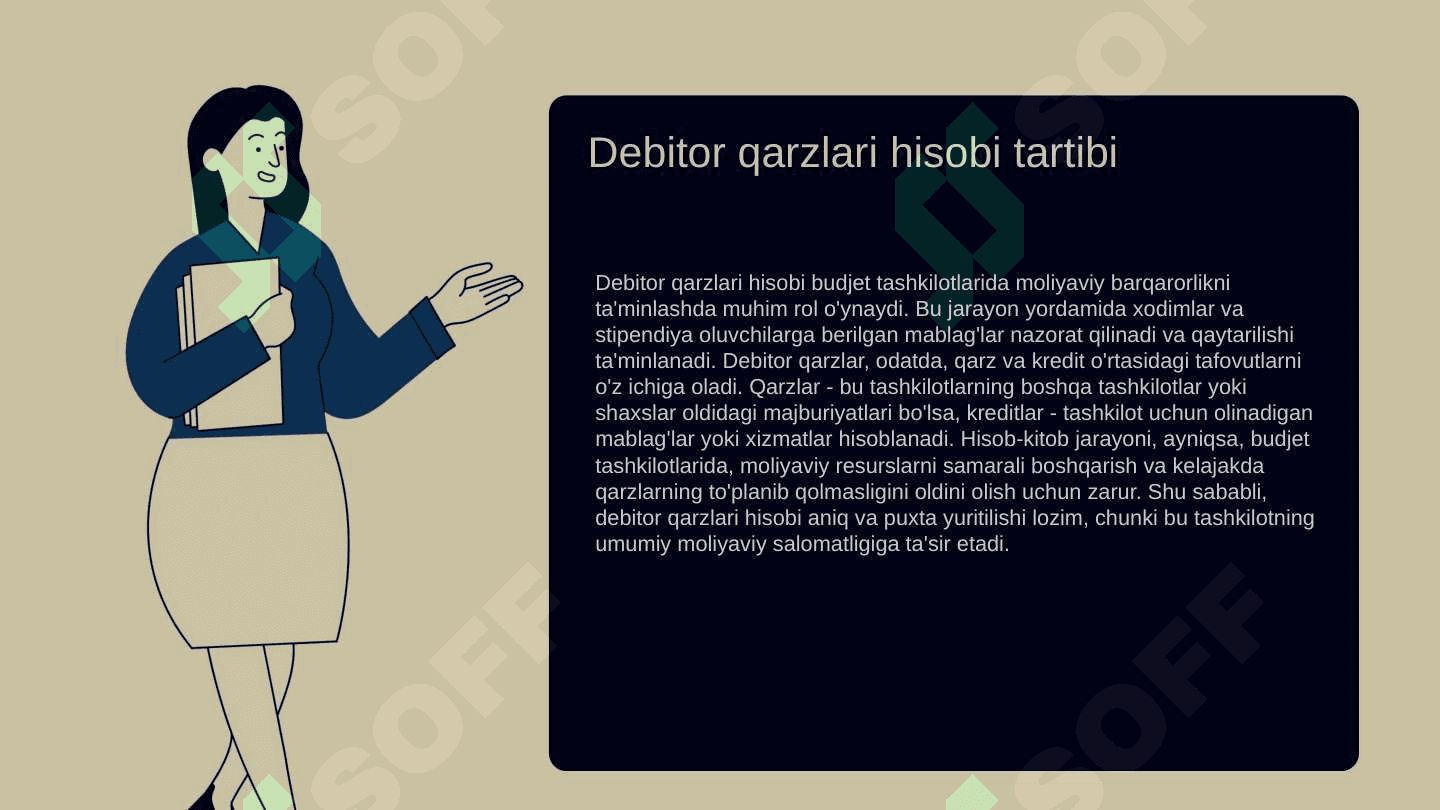 Budjet tashkilotlarida xodimlar va stipendiya oluvchilar bilan debitor qarzlari hisobi 3