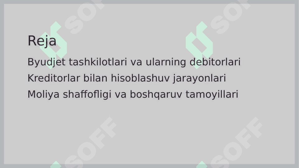 Byudjet tashkilotlarida turli debitor va kreditorlar bilan hisoblashuvlar hisobi. 2