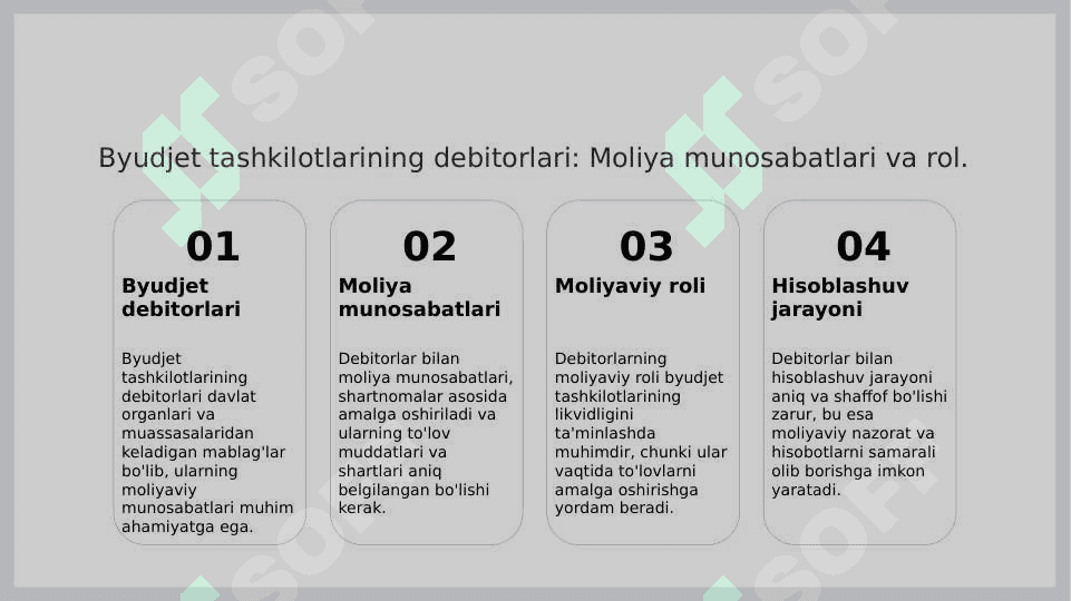Byudjet tashkilotlarida turli debitor va kreditorlar bilan hisoblashuvlar hisobi. 3