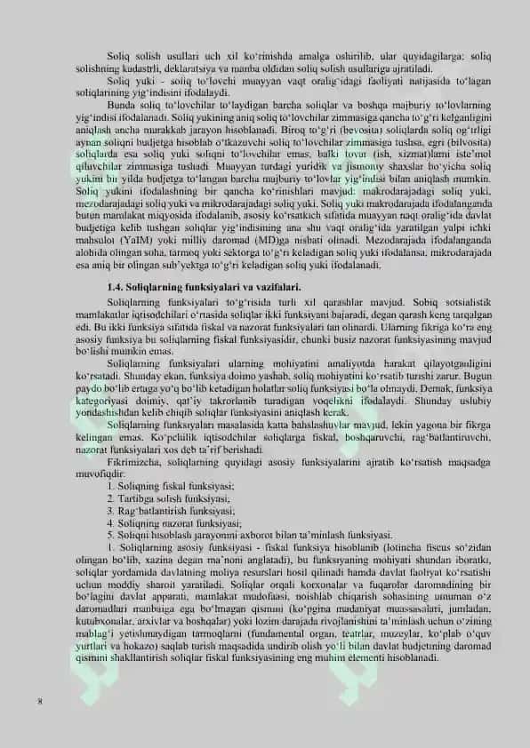 «SOLIQLAR VA SOLIQQA TORTISH» FANIGA KIRISH 8