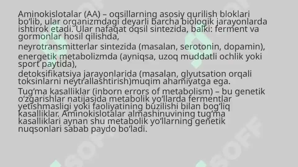 Aminokislotalar almashinuvining tug’ma kasalliklari 3