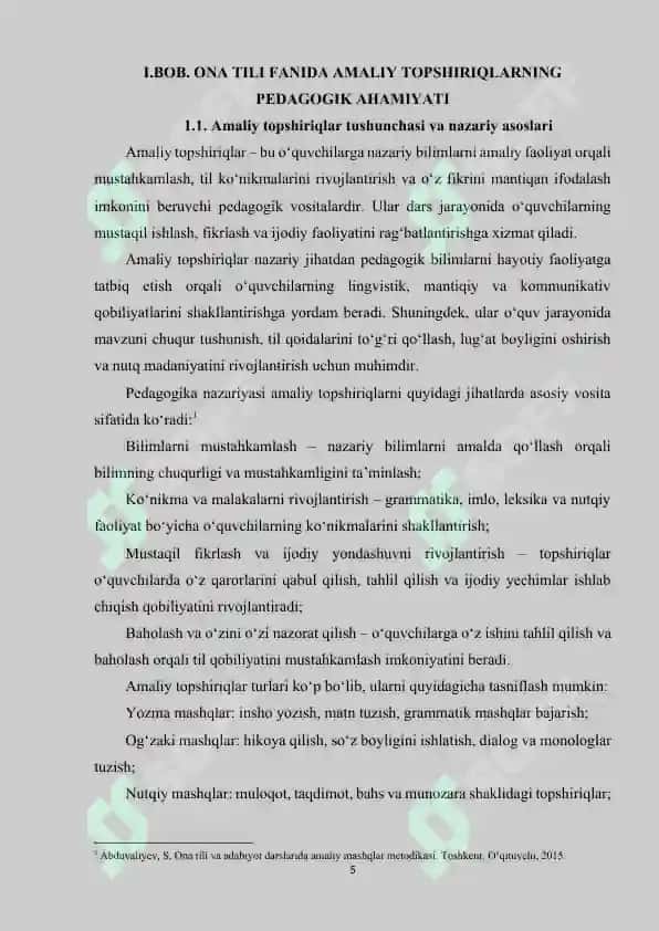 ONA TILI FANIDA AMALIY TOPSHIRIQLARNING AXAMIYATI 5