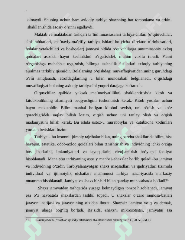 Tarbiyaviy ishlarni amalga oshirishda pedagogik mahoratning o`rni. 7