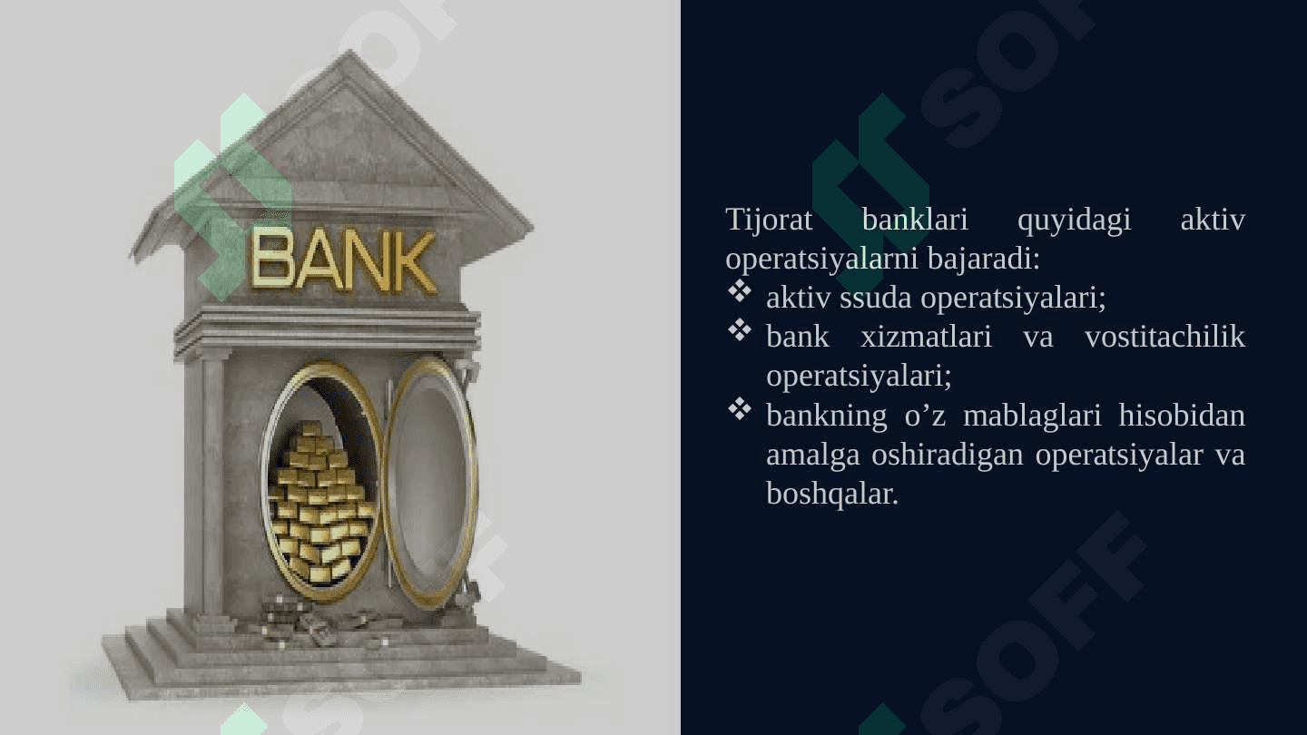 Bank aktivlari tarkibi va ularni balansda joylashishi 5