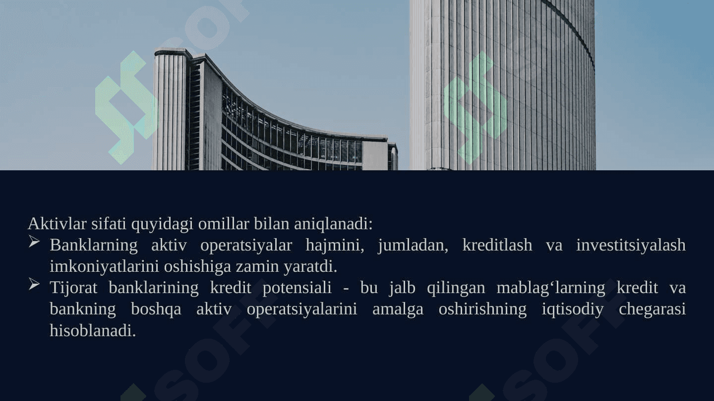 Bank aktivlari tarkibi va ularni balansda joylashishi 8