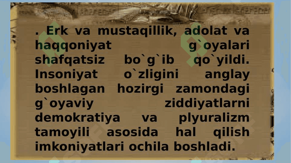 O’zbekistonda ma’naviyatga e’tibor masalasi mazmuni 8