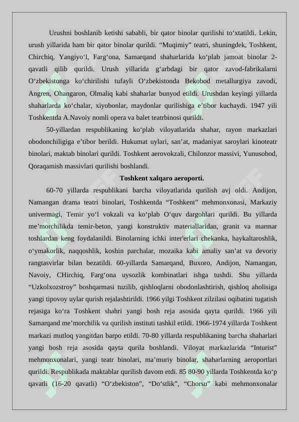 Sovet mustabid tuzumi davrida O‘zbekiston madaniyati va san’ati 2