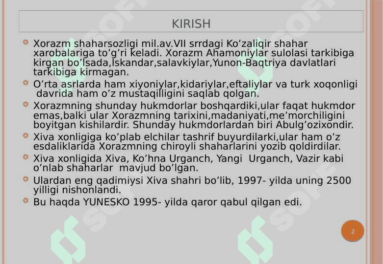 Xiva xonligida madaniyat va san’at 2