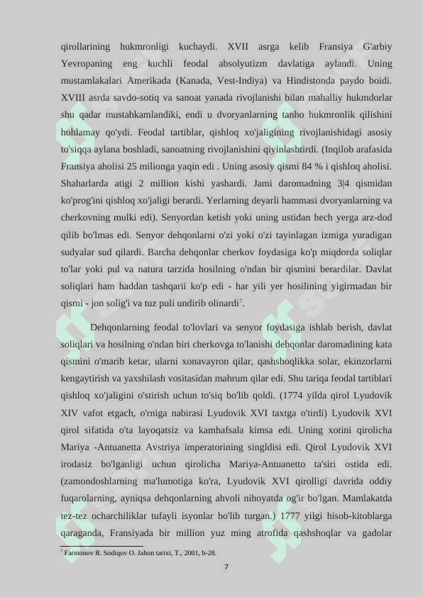 Fransiya  Lyudovik XV hukmronligi davrida 7
