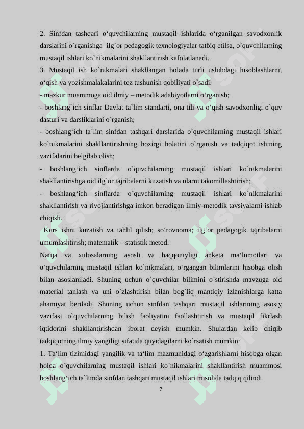 Savod oʻrgatish darslarida oʻquvchilarning mustaqil ishlarini tashkil etish 6
