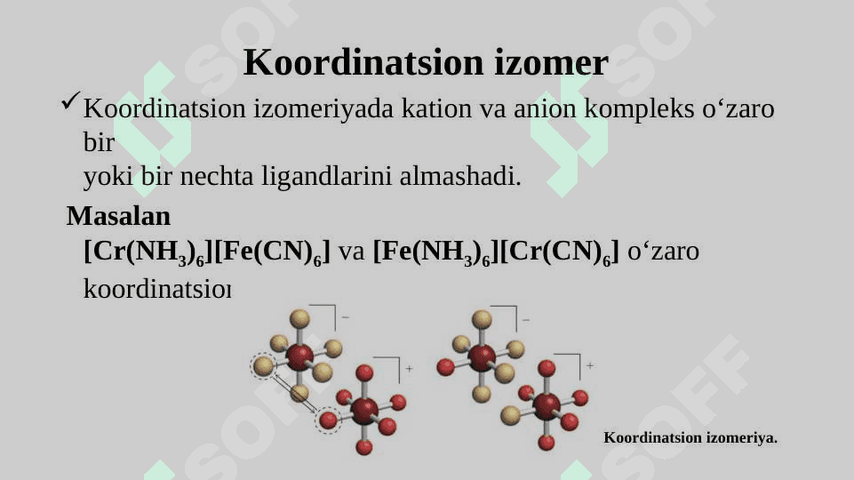 Koordinatsion birikmalarda izomeriya turlari. 5