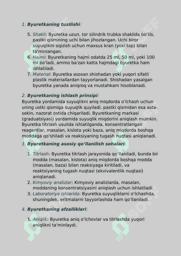 Byuretka asosida qoʻllaniladigan konsentratlar roʻyhati. 3