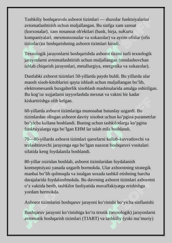 Avtomatlashtirilgan axborot tizimlari 6