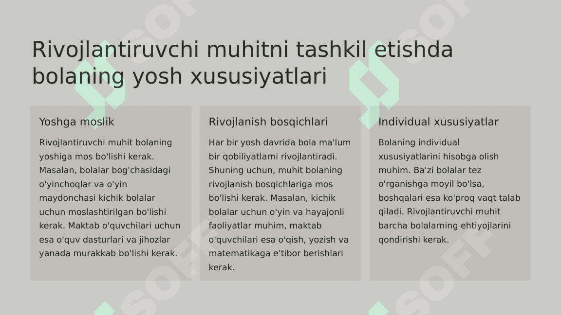 Rivojlantiruvchi Muhitni Tashkil Etish Tamoyillari. 2