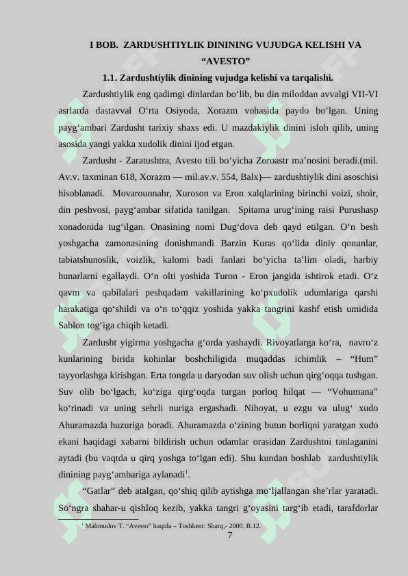 ZARDUSHTIYLIK  DININING VUJUDGA KELISHI VA MOHIYATI 24 7