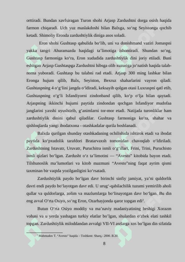 ZARDUSHTIYLIK  DININING VUJUDGA KELISHI VA MOHIYATI 24 8