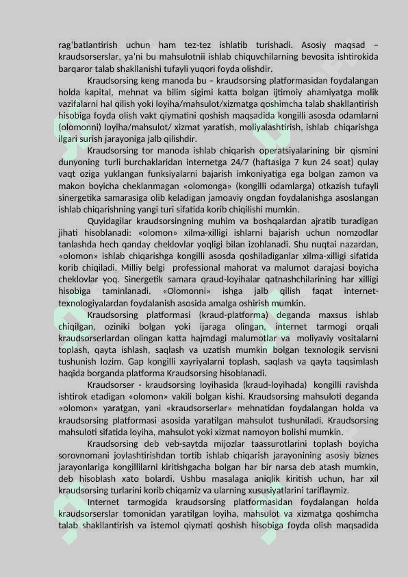 MAVZU RAQAMLI BIZNESDA KRAUDSORSING VA KRAUDFANDINGNING YANGI IMKONIYATLARI 2