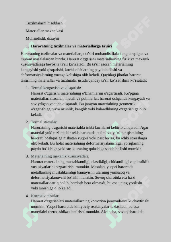 Harorat ta’sirini hisobga olgan holda tuzilmalarni hisoblash 3