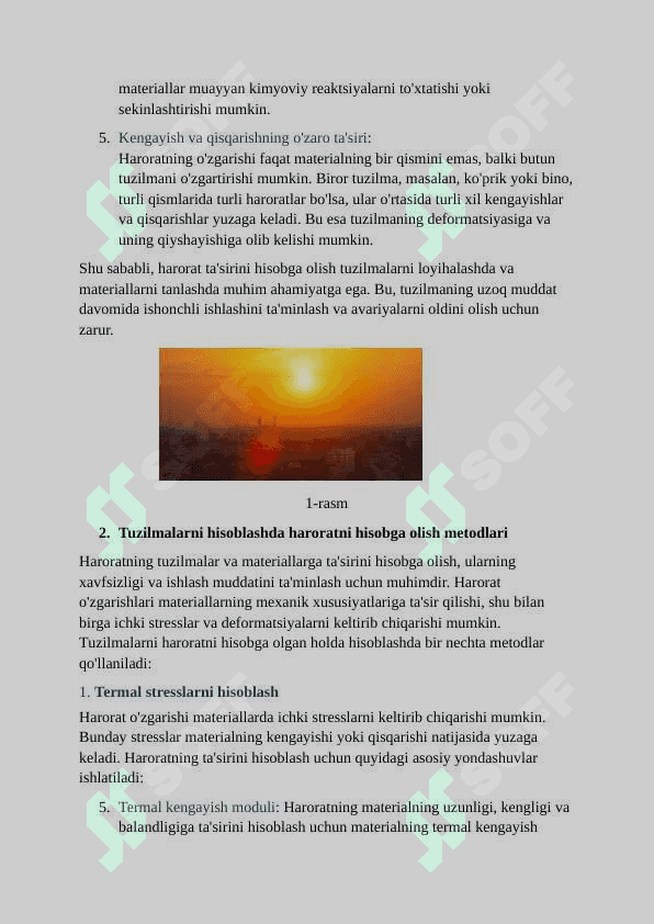 Harorat ta’sirini hisobga olgan holda tuzilmalarni hisoblash 4
