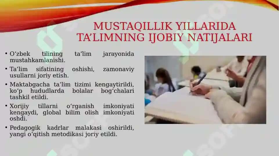 Mustaqillik yillarida ta'lim 6