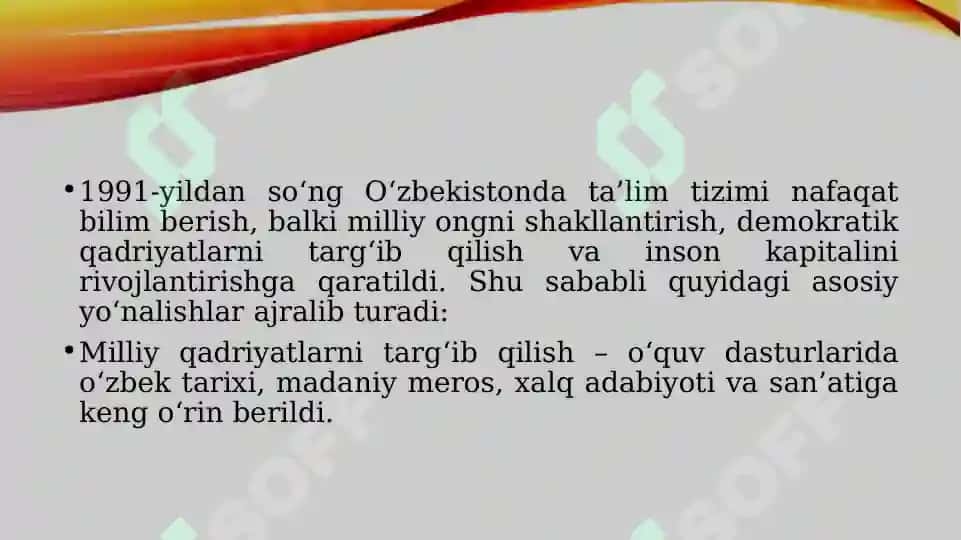 Mustaqillik yillarida ta'lim 8
