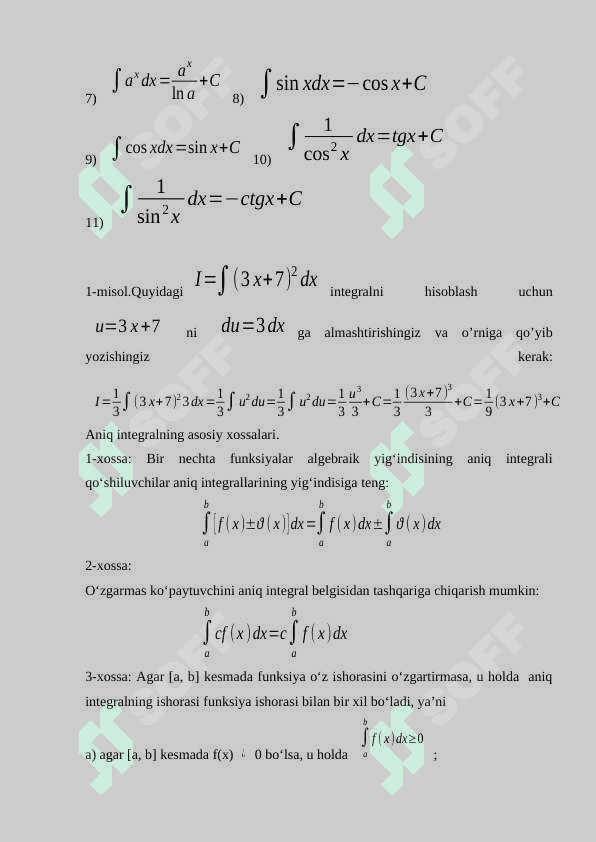 Aniqmas integralga doir individual topshiriqlar yechish 4