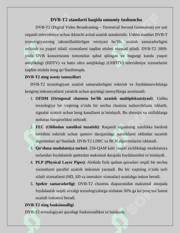 Yer usti DVB-T2 televideniye standarti 5
