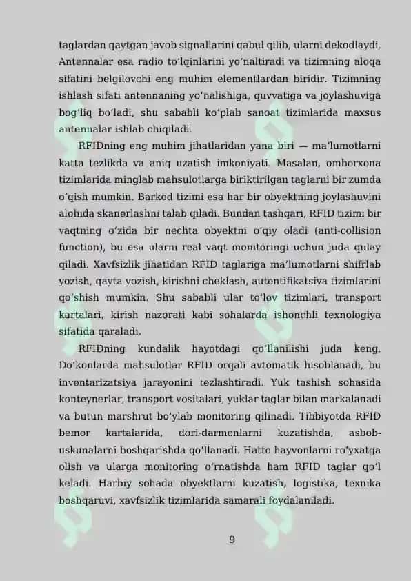 O‘RNATILGAN TIZIMLARDA RFID TEXNOLOGIYASI 8