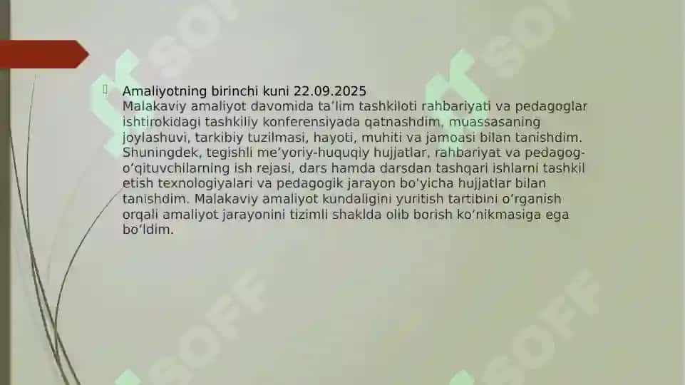 Guruxtalaba Siraxmonova Lobarning Malakaviy Amaliyoti Hisoboti 4