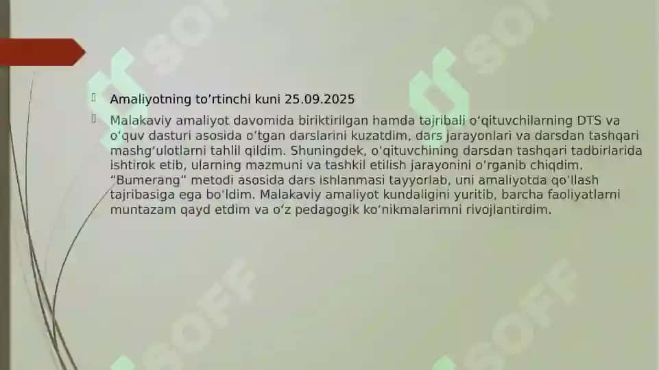 Guruxtalaba Siraxmonova Lobarning Malakaviy Amaliyoti Hisoboti 7