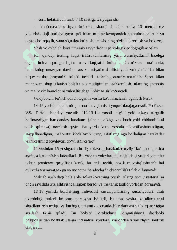 O‘QUVCHILARGA VOLEYBOL TEXNIKASINI O‘RGATISH 8