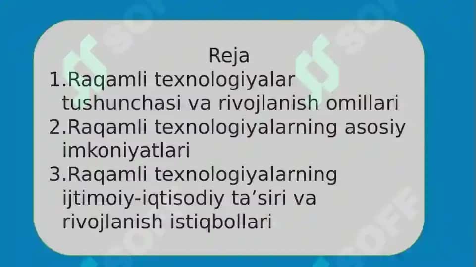 Raqamli texnalogiyalarining asosiy imkoniyatlari. 2