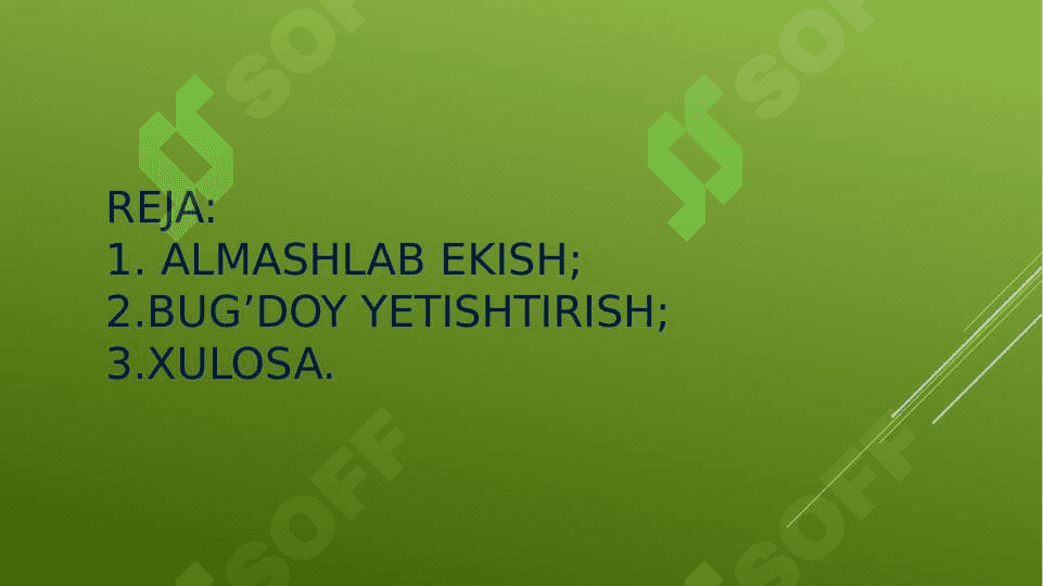 BUG’DOY-G’O’ZA ALMASHLAB EKISH TIZIMI 2