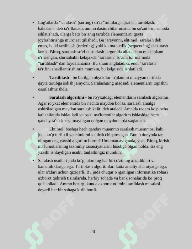 Saralash va qidirish uchun samarali algoritimlar 4