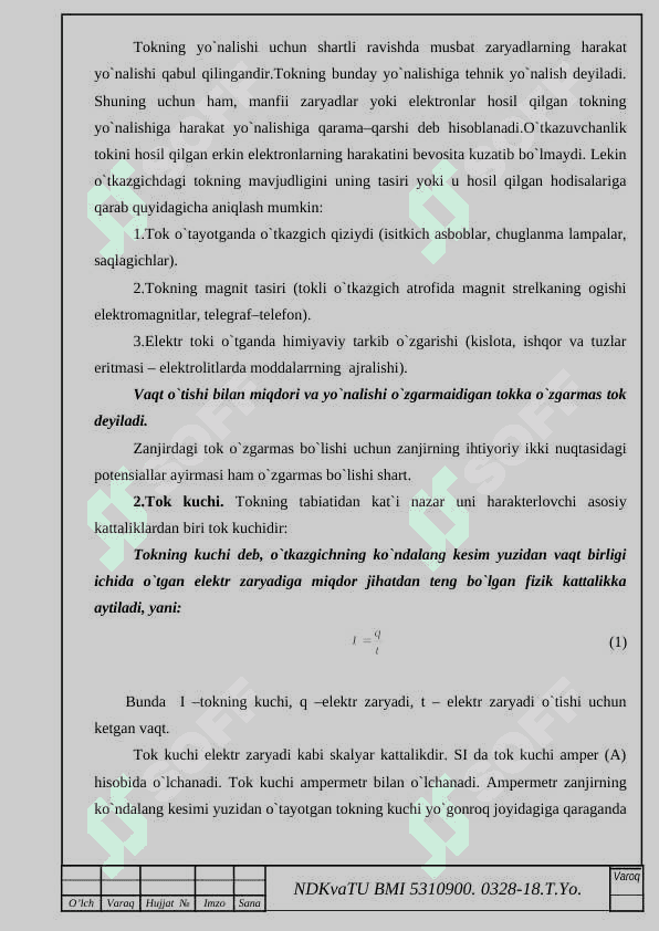 Tok kuchini ulchash usullari, vositalari va ampermetrlarni sinash. 4