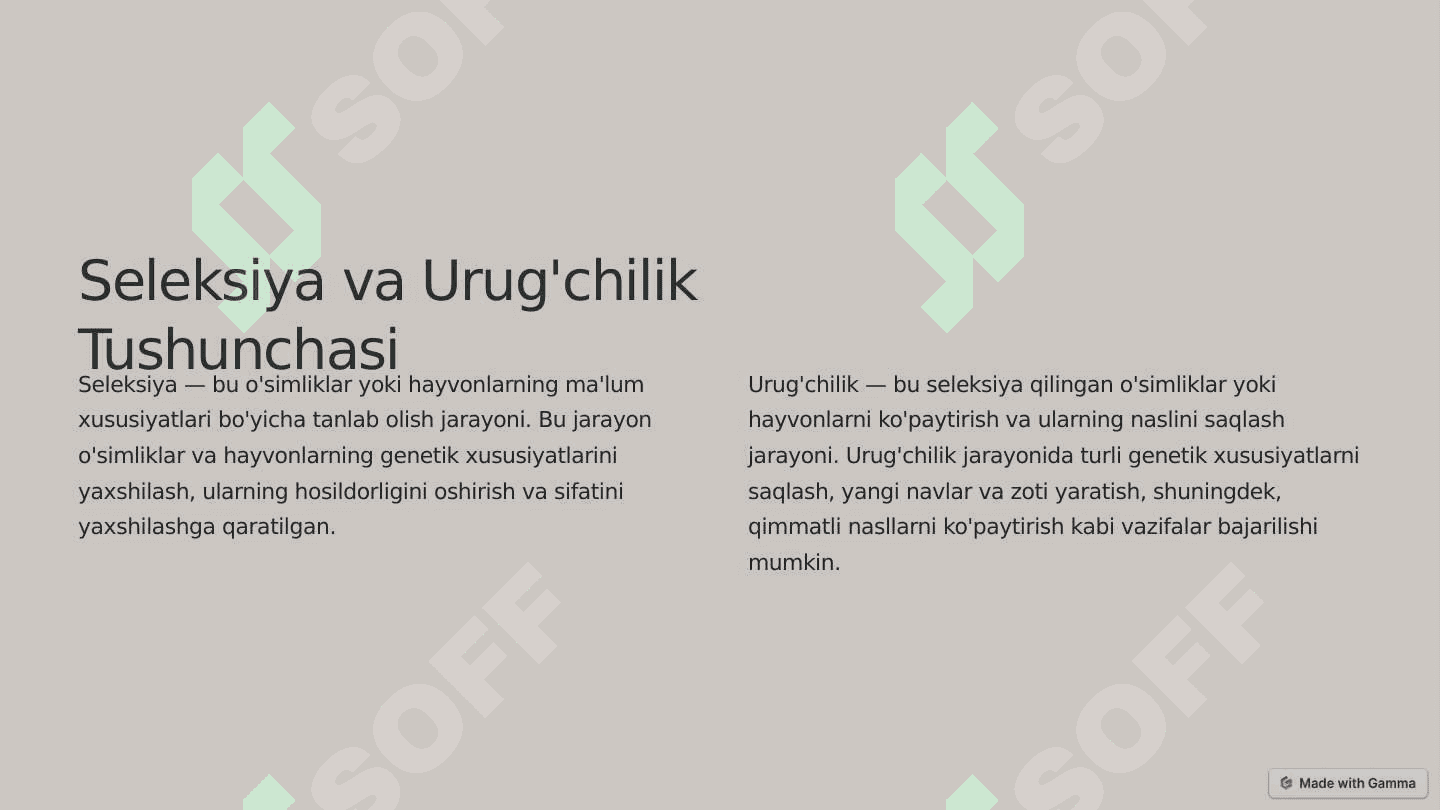 Seleksiya va urug'chilik AGROS 2