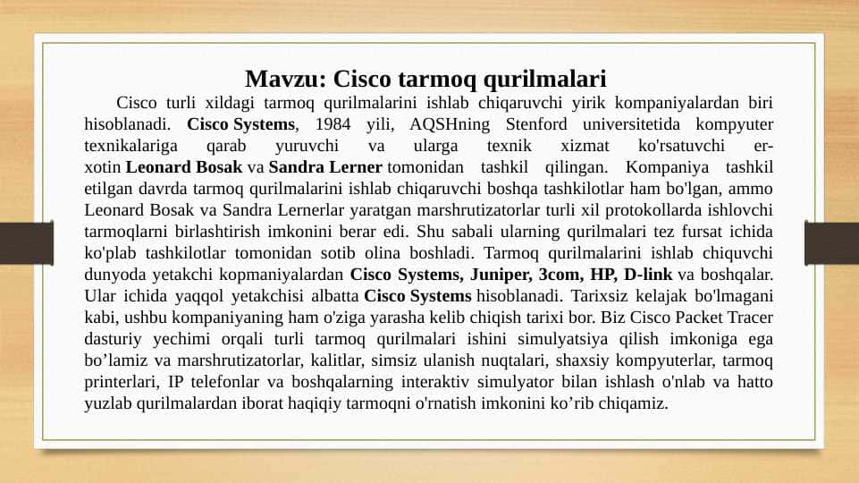 Cisco tarmoq qurilmalari
