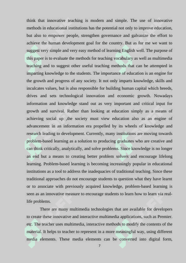 Evaluating written and oral performance in the classroom 7