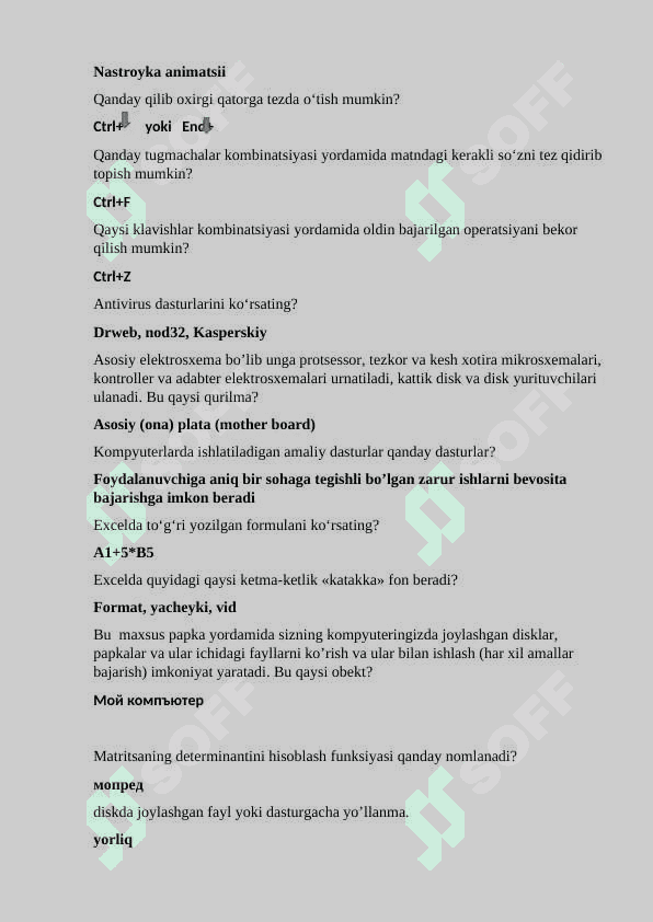 IAKT FANIDAN IMTIXONLAR UCHUN SAVOLLAR VA JAVOBLARI 3