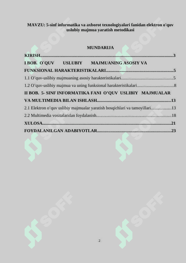 5-sinf informatika va axborot texnologiyalari fanidan elektron o'quv uslubiy majmua yaratish metodikasi 2