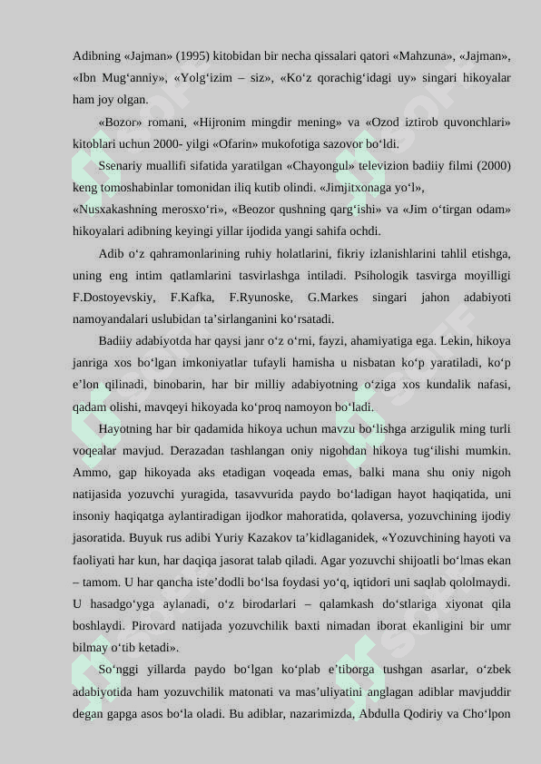 Xurshid do'stmuhammad  ijodida g'arb adabiyotining ta'siri 6