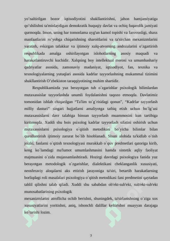 Psixologiya fanlarini oʻqitish metodikasining qonuniyatlari 3