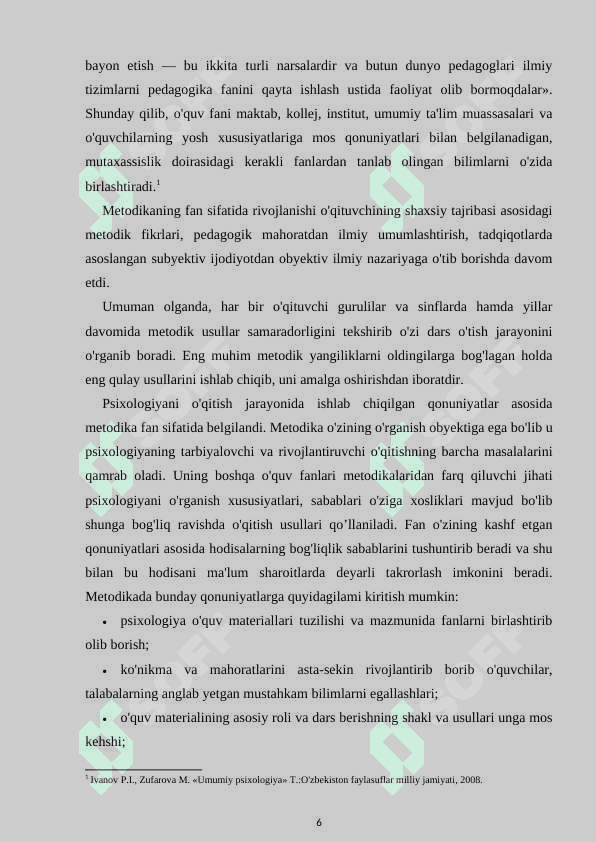 Psixologiya fanlarini oʻqitish metodikasining qonuniyatlari 6