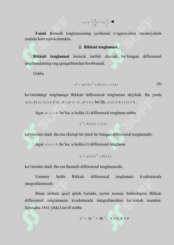 BERNULLI TENGLAMASI. TOʻLA DIFFERENSIAL TENGLAMA. INTEGRALLOVCHI KOʻPAYTUVCHI 5