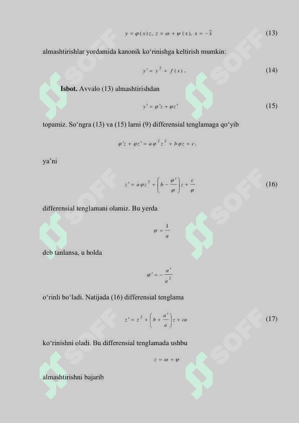 BERNULLI TENGLAMASI. TOʻLA DIFFERENSIAL TENGLAMA. INTEGRALLOVCHI KOʻPAYTUVCHI 8