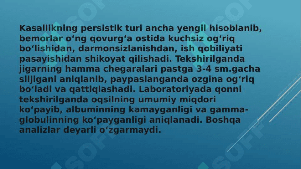 Surunkali gepatitlar va xolesistitlarda yog'lar hazmlanishini buzilishi 7