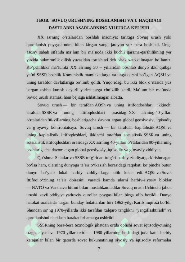 SOVUQ URUSHNI KELTIRIB CHIQARGAN SABAB VA 6